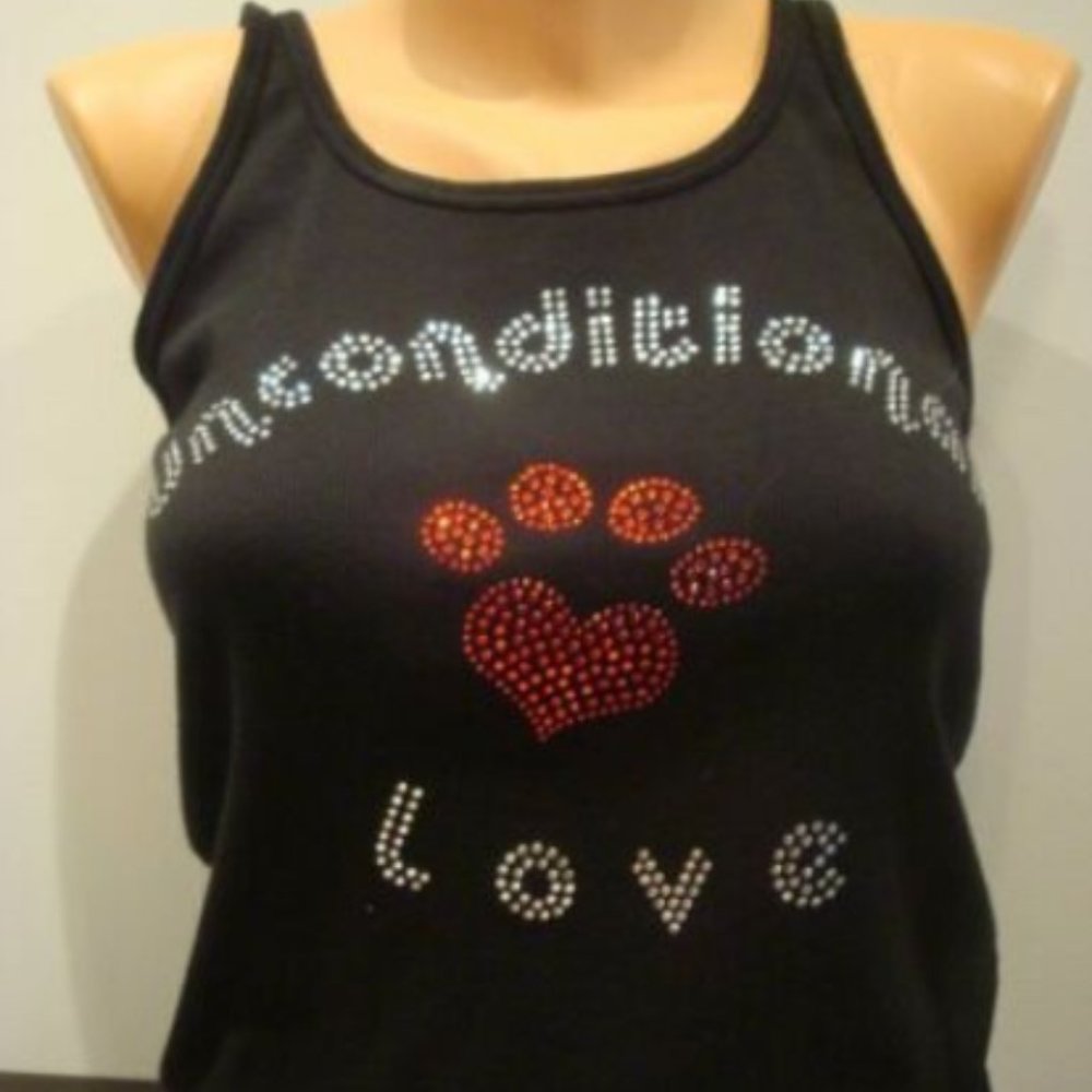 heart paw rhinestone tank
